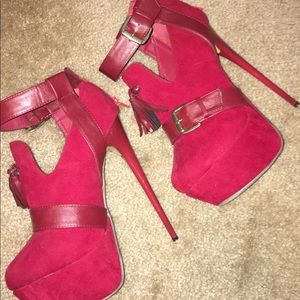 Burgundy platform stiletto heels